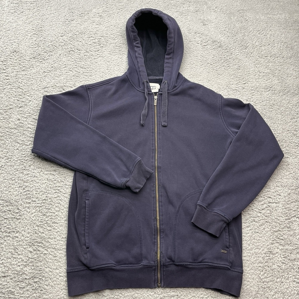 Ugg Elliot Full Zip Hoodie Mens Medium‎ Navy Blue Hooded Stretch Soft CozyCore